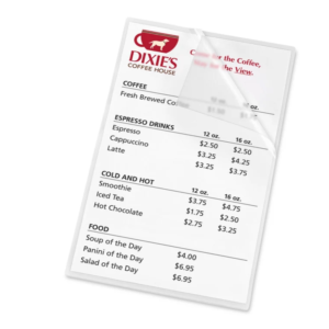 Menu Size Laminating Pouches - Glossy, 10 Mil